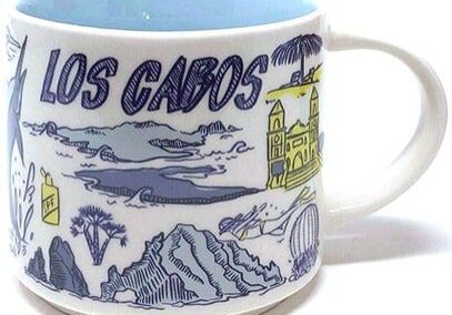 Los Cabos mug, scenic illustration.