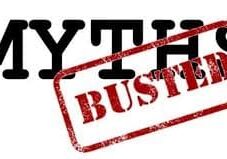 Here's an alt tag for the image: Myths busted stamp graphic